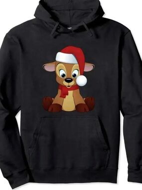 Black Holiday Puppy Hoodie - Unbranded Cute Dog Graphic